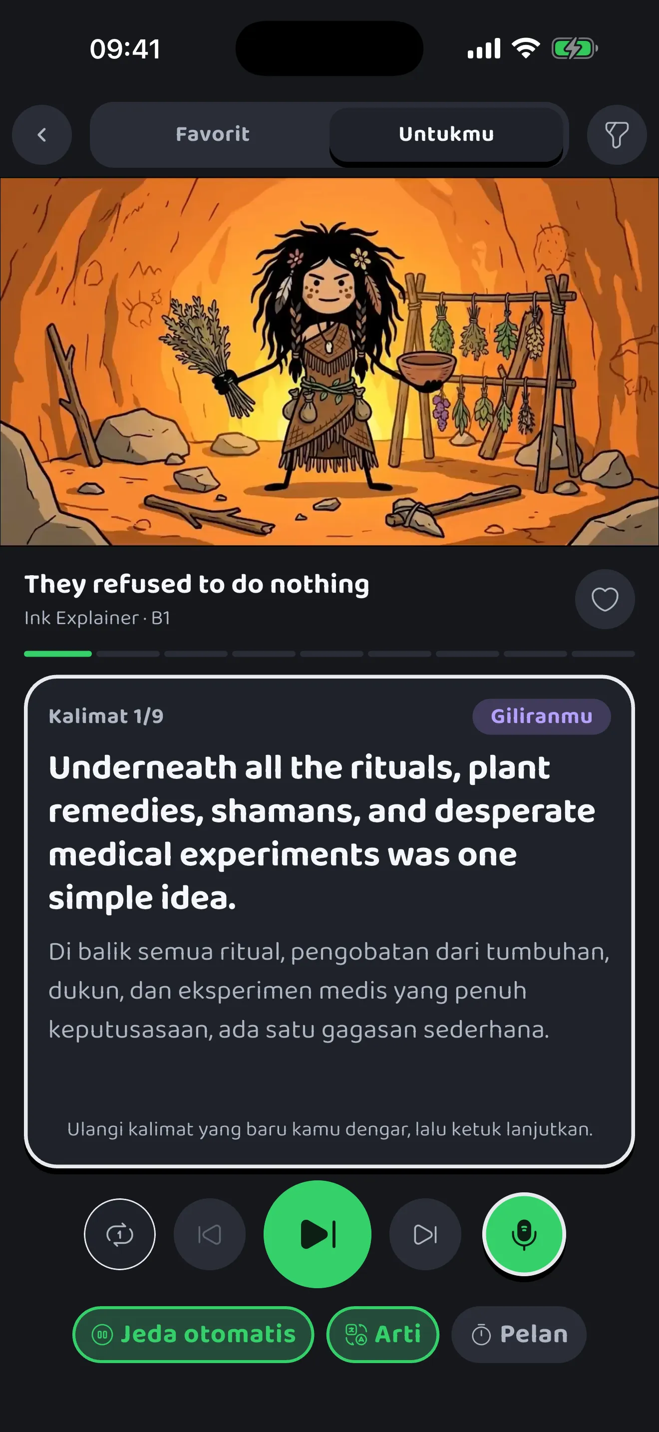 Latihan shadowing dengan klip film bersubtitle dua bahasa