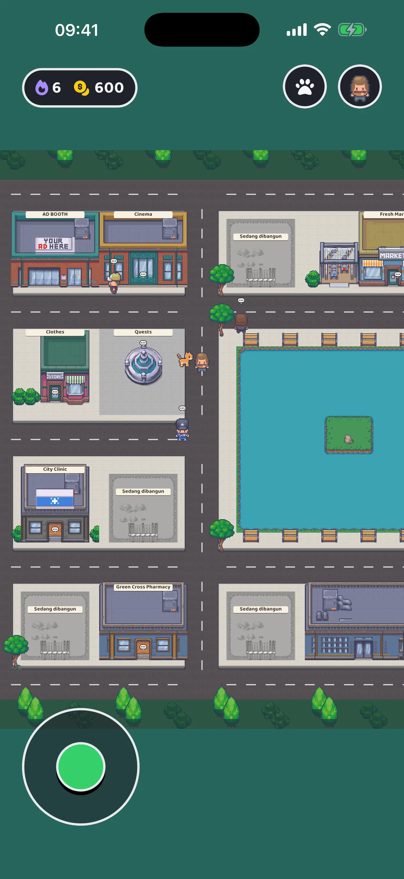 Peta kota pixel di English Town